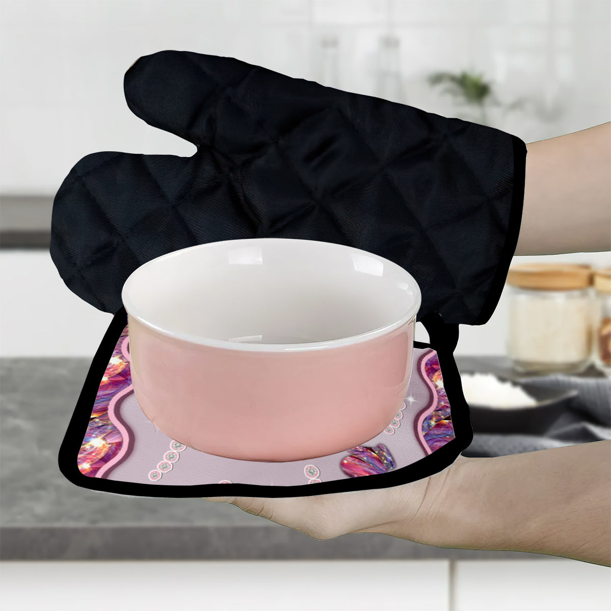 Love Baking - Personalized Baking Oven Mitts & Pot Holder Set