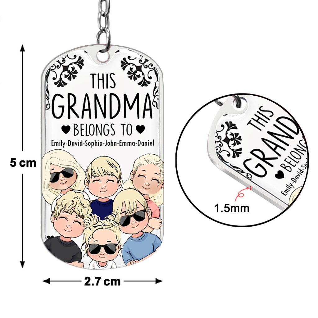 This Father Belongs To - Gift for dad, grandpa, mom, uncle, aunt, grandma - Personalized Stainless Steel Keychain