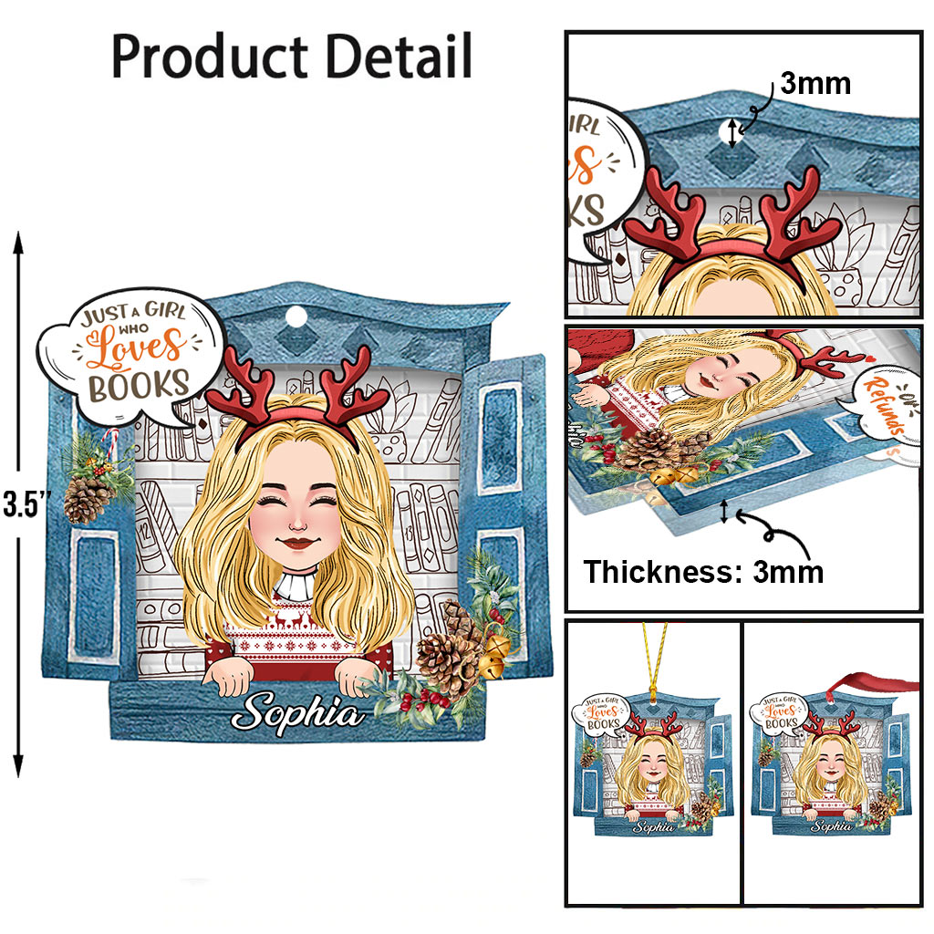 Just A Girl Who Loves Books - Personalized Book Ornament