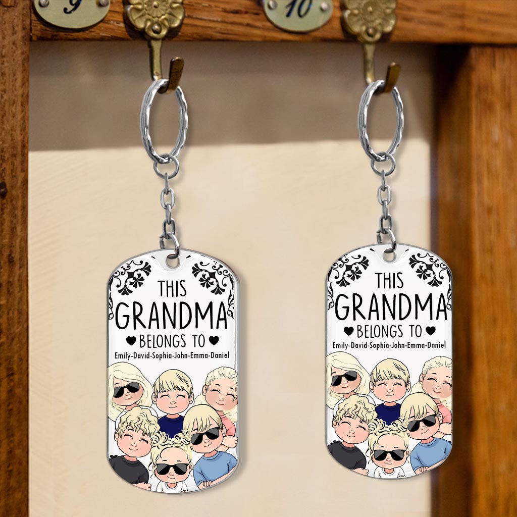 This Father Belongs To - Gift for dad, grandpa, mom, uncle, aunt, grandma - Personalized Stainless Steel Keychain