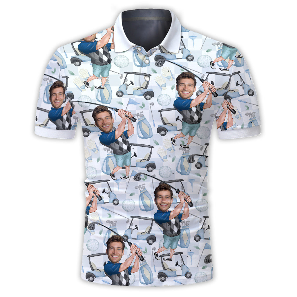 Photo Inserted Funny Golfer - Personalized Golf Polo Shirt