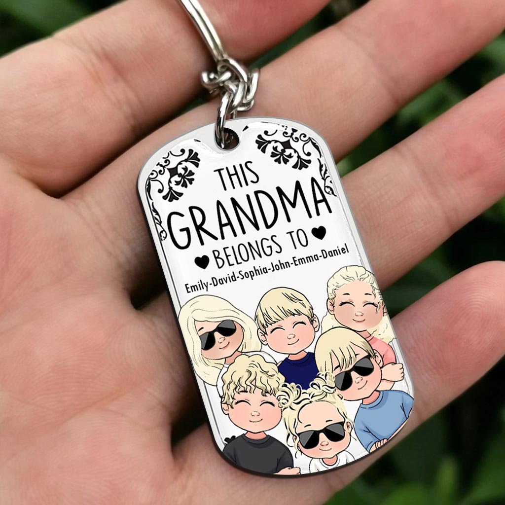 This Father Belongs To - Gift for dad, grandpa, mom, uncle, aunt, grandma - Personalized Stainless Steel Keychain