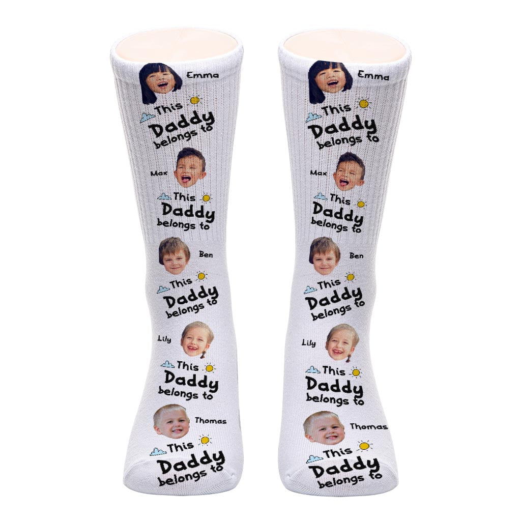 This Dad Belongs To - Gift for dad, grandpa, mom, uncle, aunt, grandma - Personalized Socks