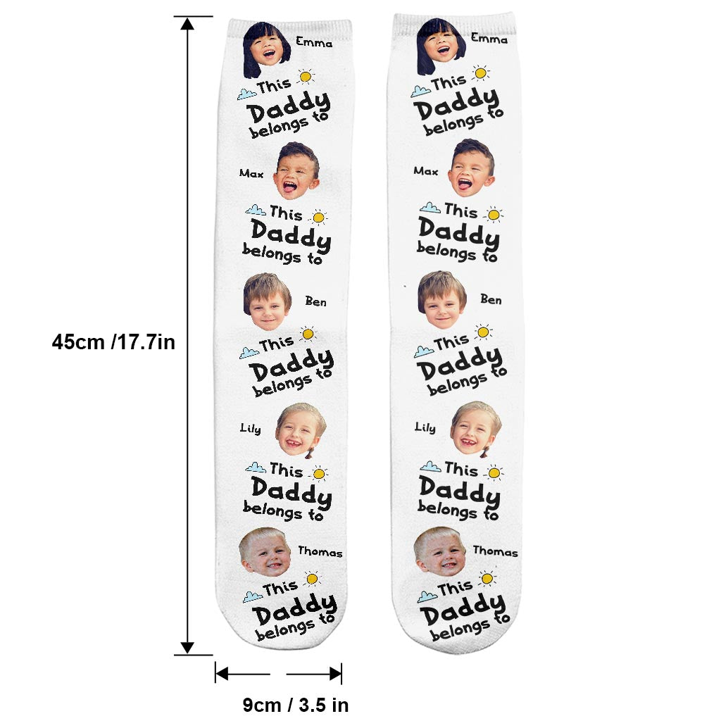 This Dad Belongs To - Gift for dad, grandpa, mom, uncle, aunt, grandma - Personalized Socks
