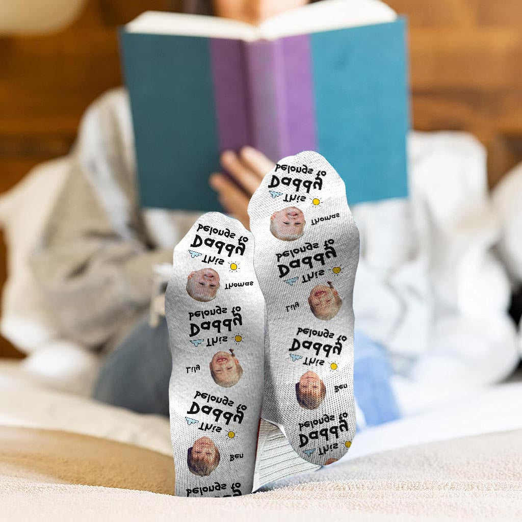 This Dad Belongs To - Gift for dad, grandpa, mom, uncle, aunt, grandma - Personalized Socks