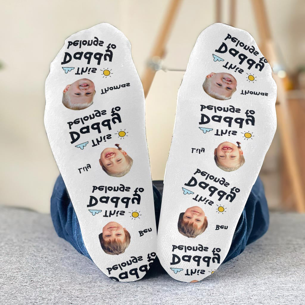 This Dad Belongs To - Gift for dad, grandpa, mom, uncle, aunt, grandma - Personalized Socks