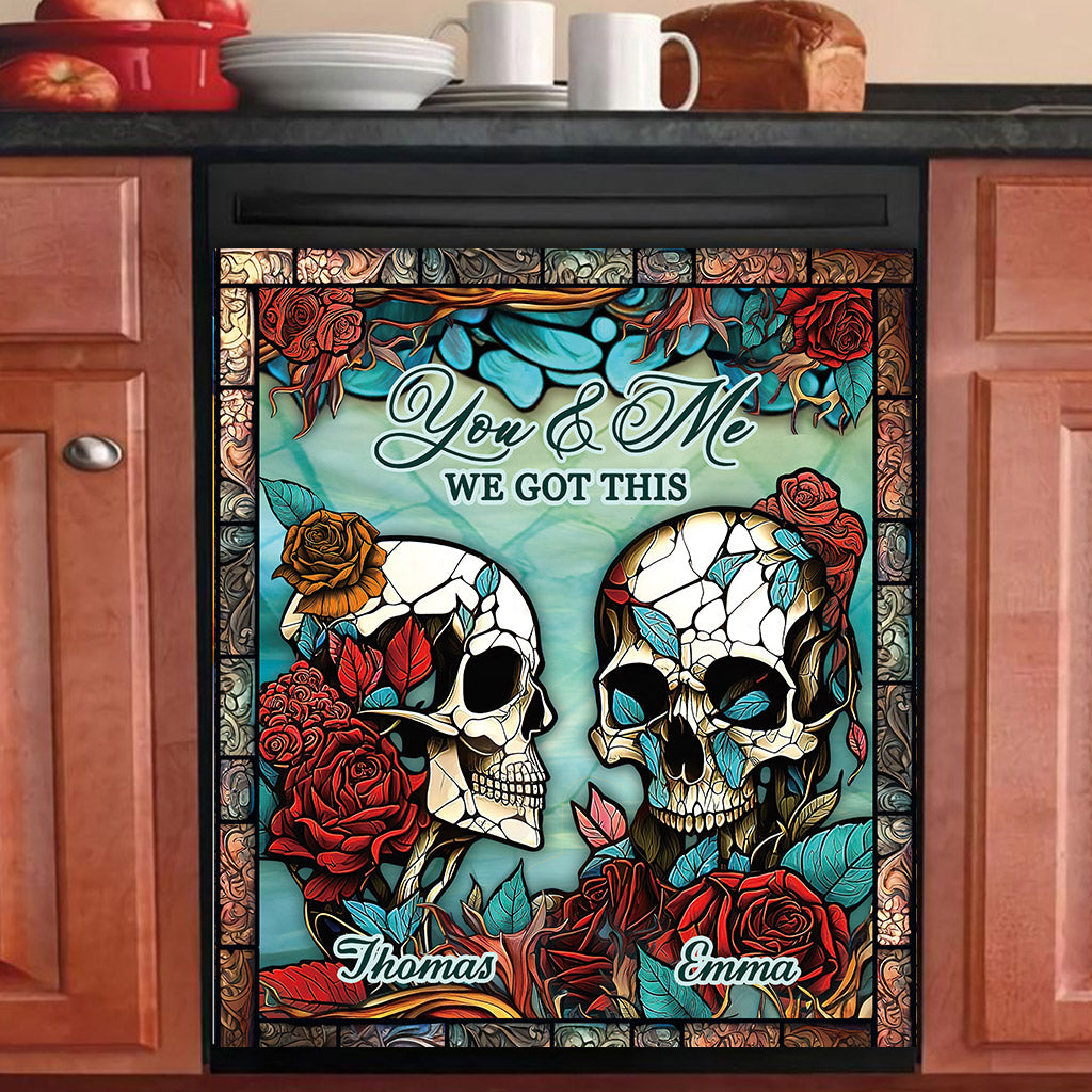 Skull Couple - Skull gift for husband, wife, boyfriend, girlfriend - Personalized Dishwasher Cover