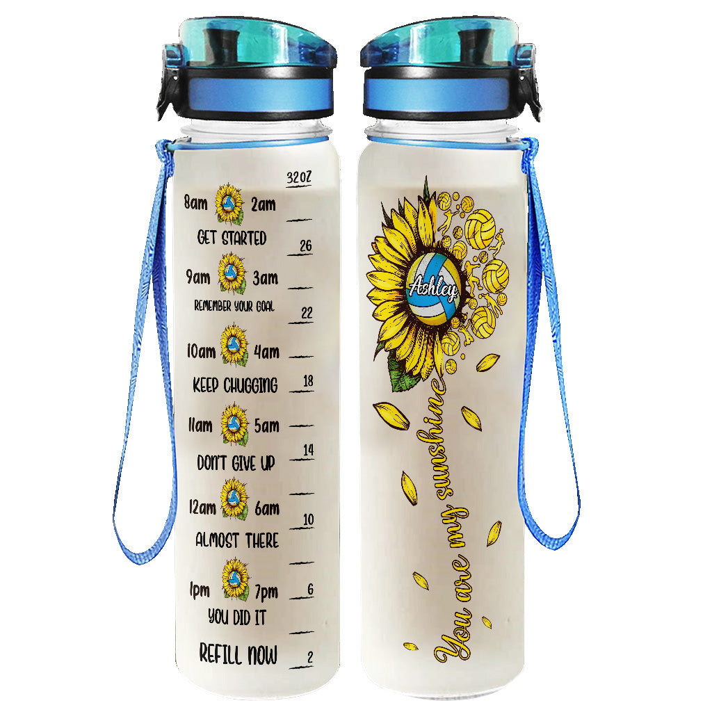 You Are My Sunshine Volleyball - Personalized Volleyball Water Tracker Bottle