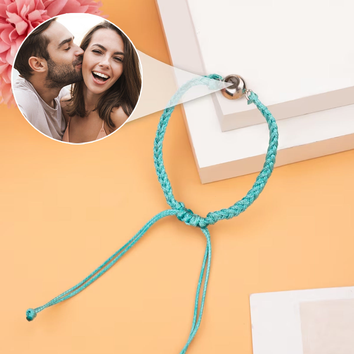 Sun Flower Custom Photo Projection Charm - gift for who lost a loved one - Personalized Projection Bracelet