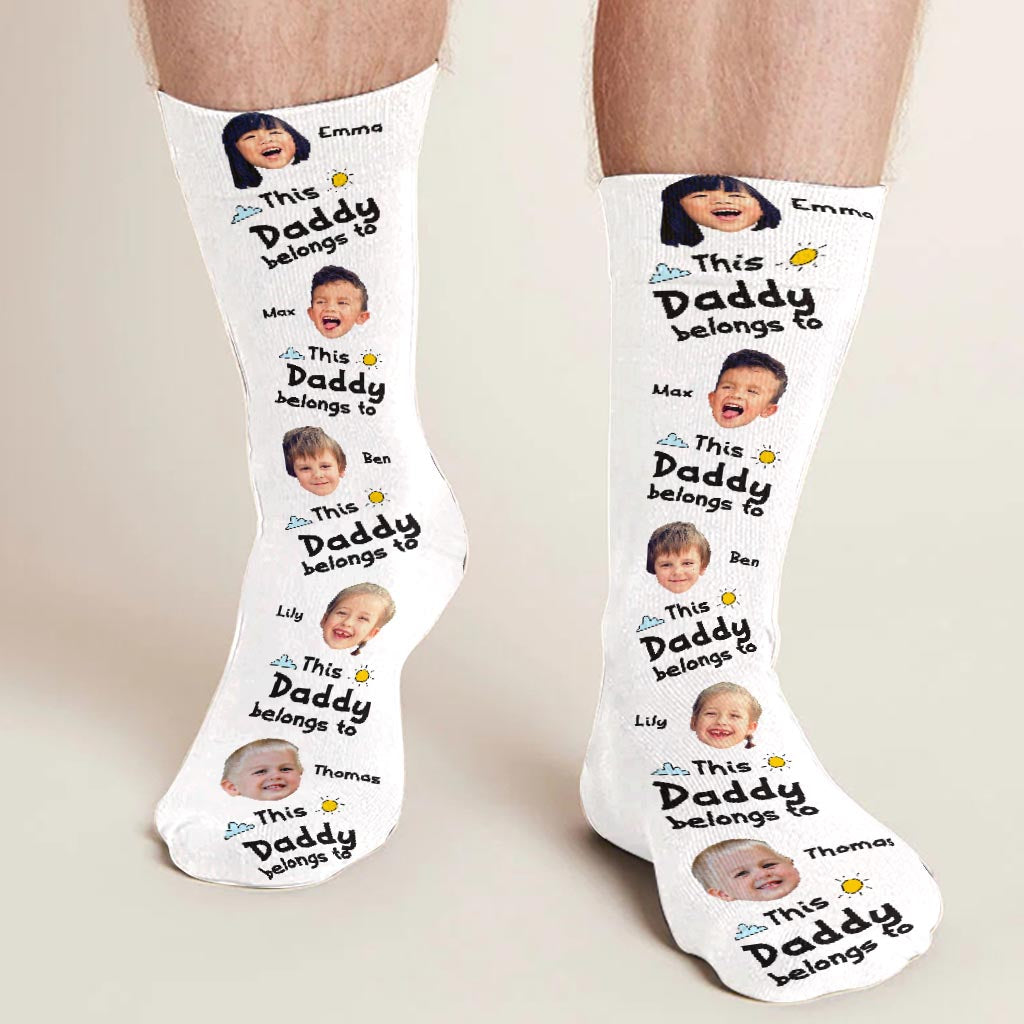 This Dad Belongs To - Gift for dad, grandpa, mom, uncle, aunt, grandma - Personalized Socks