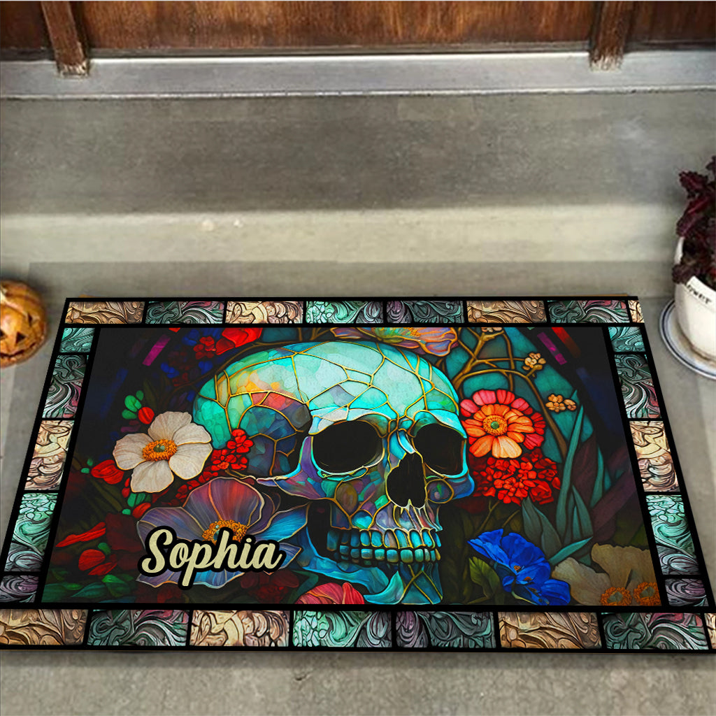 Floral Skull - Personalized Skull Doormat