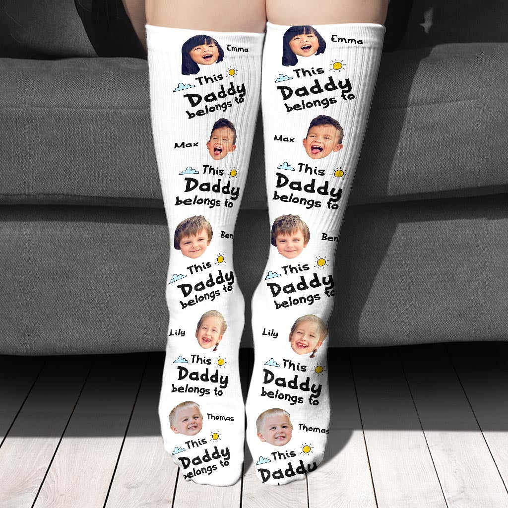 This Dad Belongs To - Gift for dad, grandpa, mom, uncle, aunt, grandma - Personalized Socks