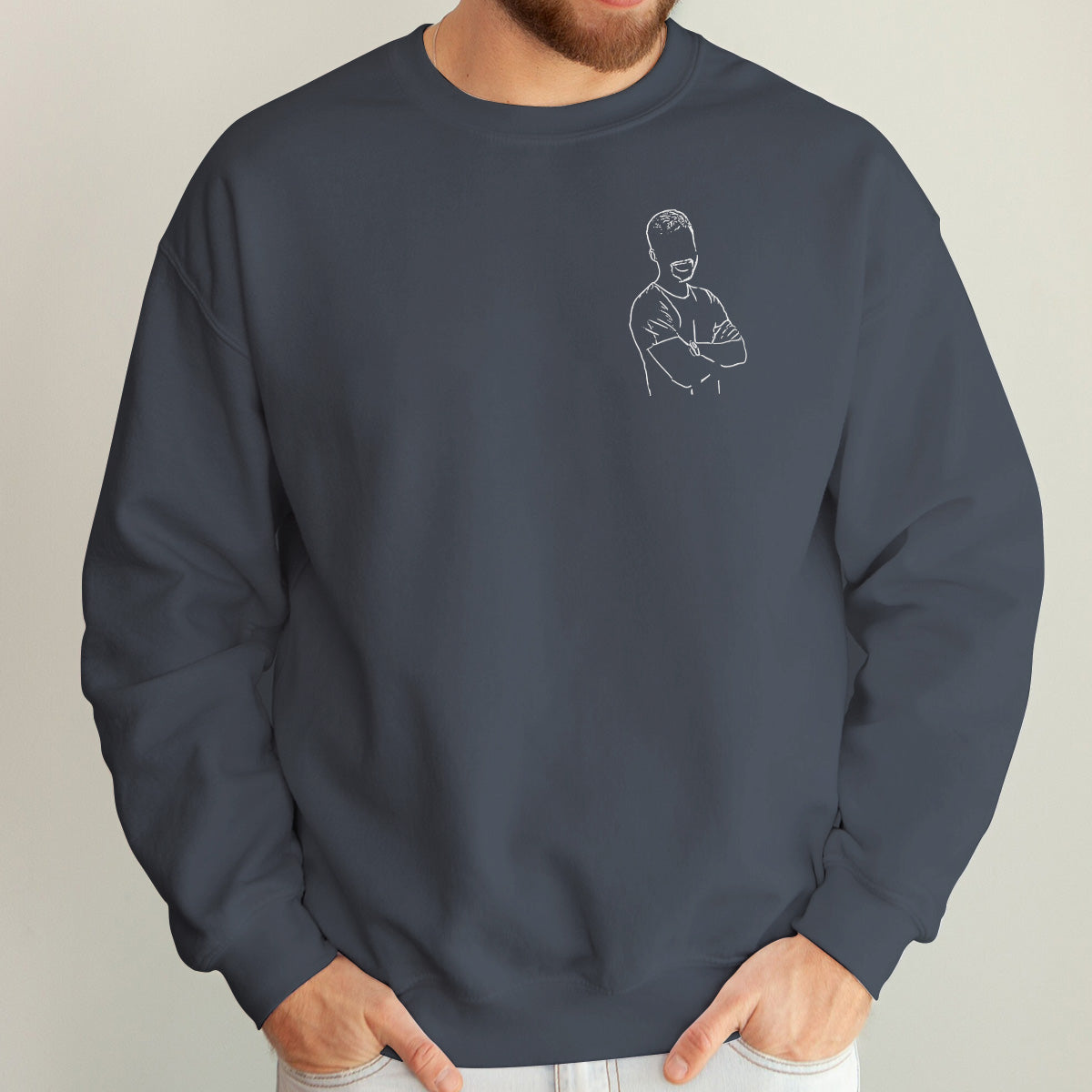 Custom Line Art - Personalized grandson Embroidered Sweater