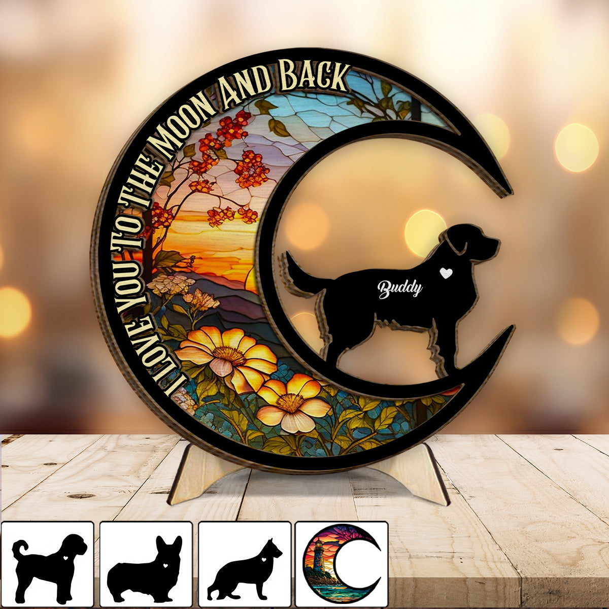 I Love You To The Moon And Back - Gift for dog lovers - Personalized 2 Layered Wood Sign / Wood Plaque