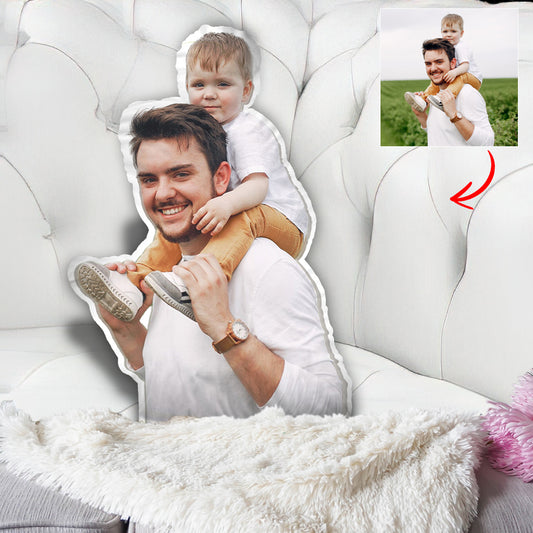 Custom Photo Humanoid - Personalized Step Dad Shaped Pillow