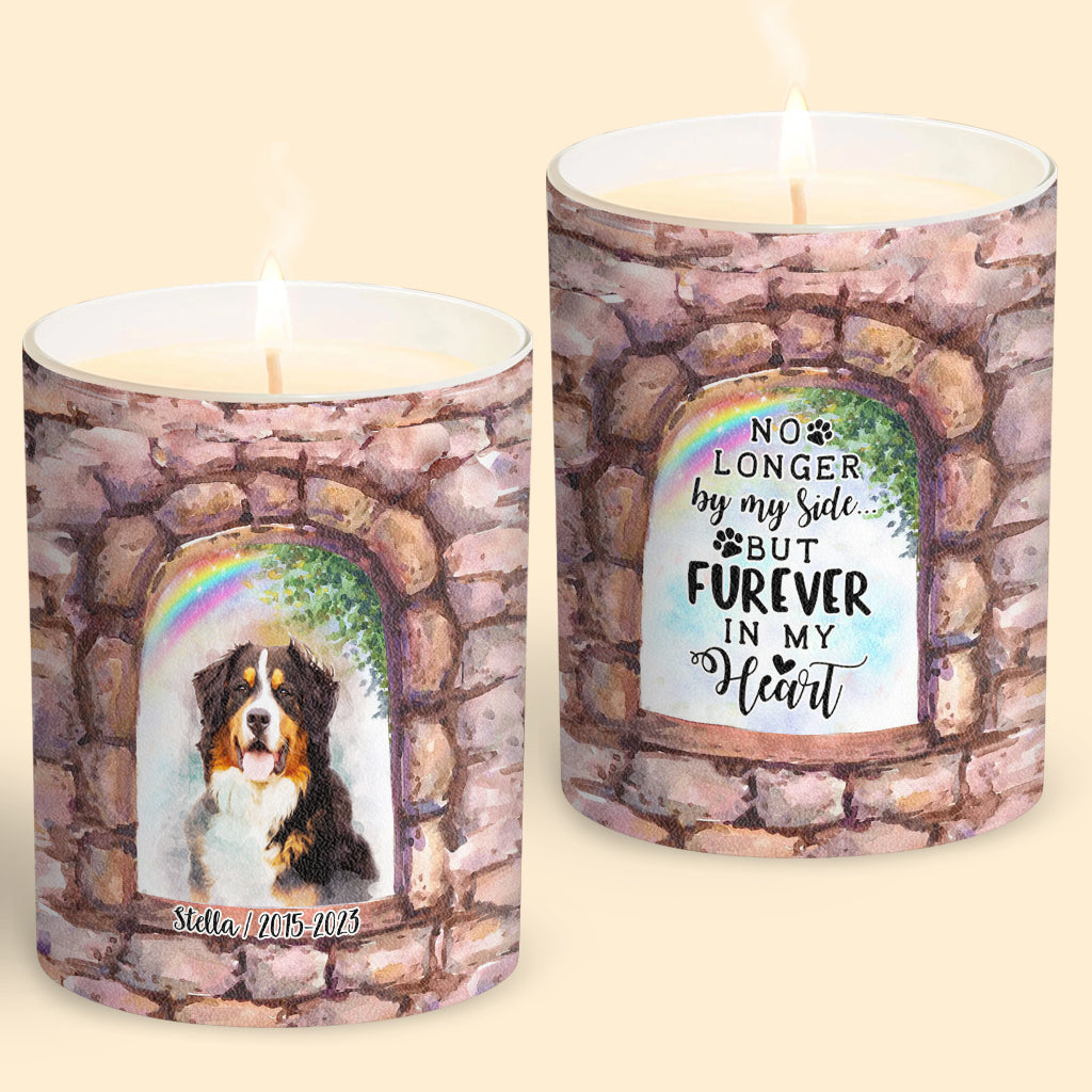 No Longer By My Side - Personalized Dog Candle With Wooden Lid