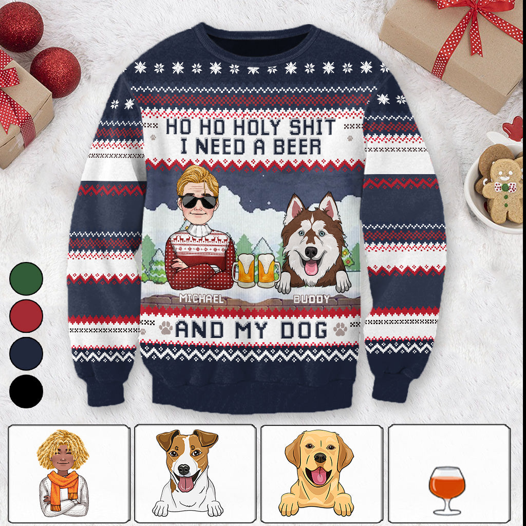 I Need Beer And My Dog - Personalized Dog Ugly Sweater