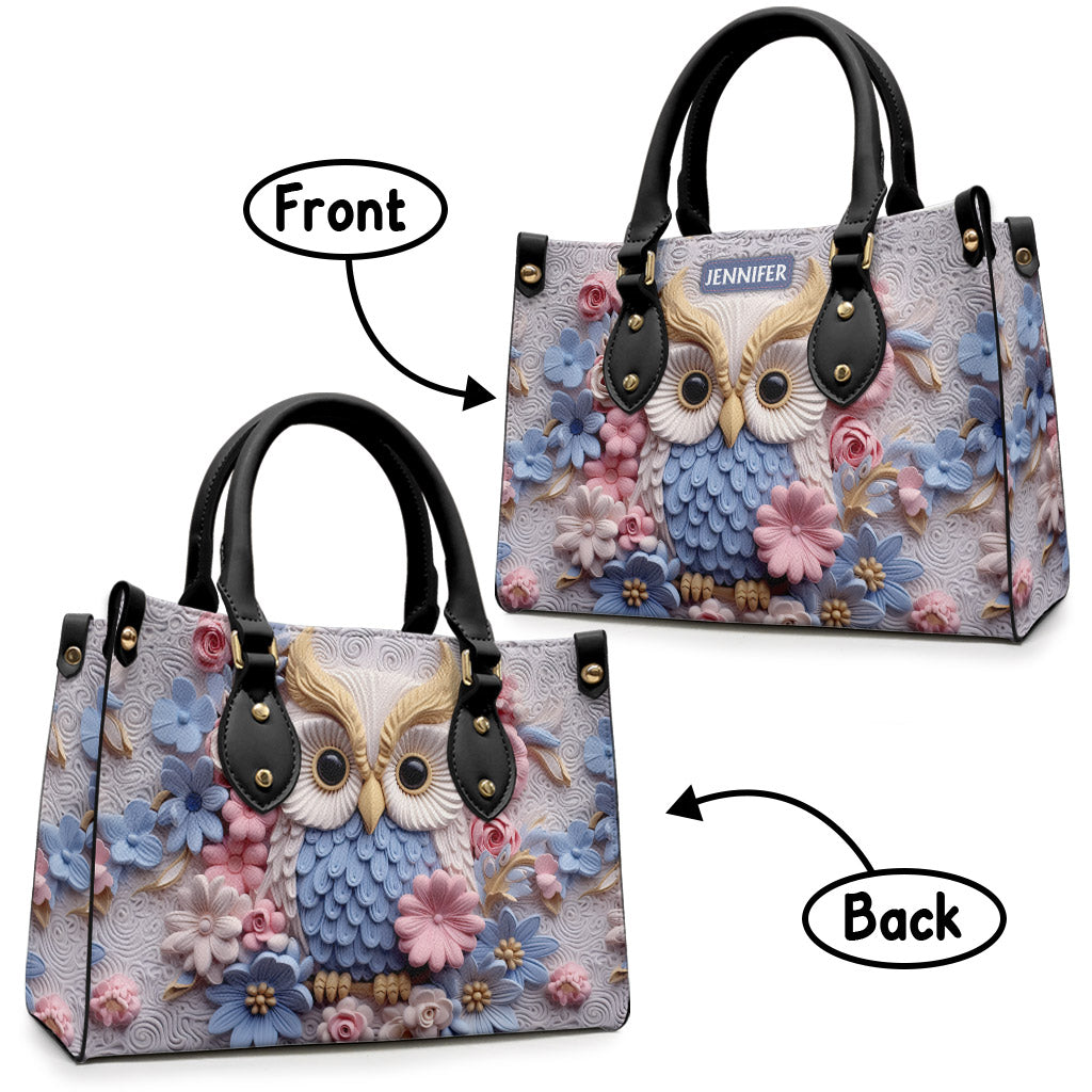 Beautiful Owl - Personalized Owl Leather Handbag