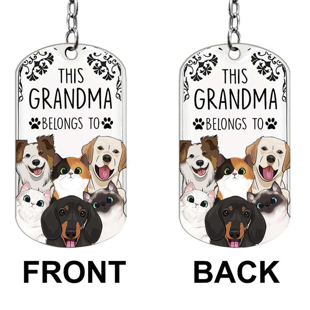 This Human Belongs To - Dog gift for cat lover - Personalized Stainless Steel Keychain