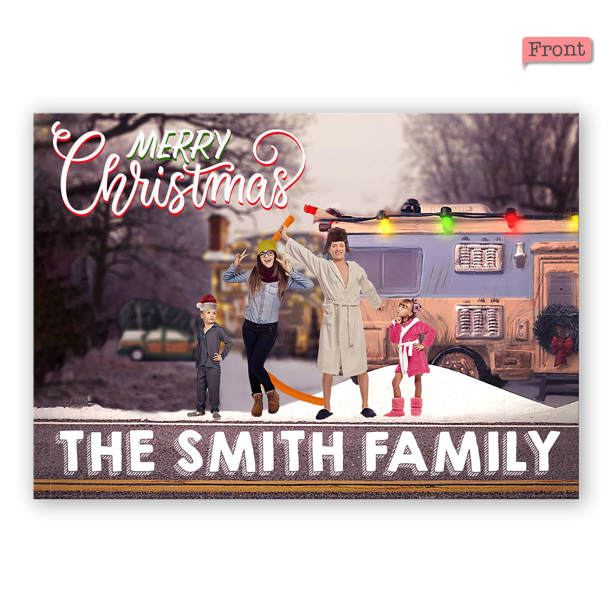 Merry Christmas - Personalized Family Greeting Card