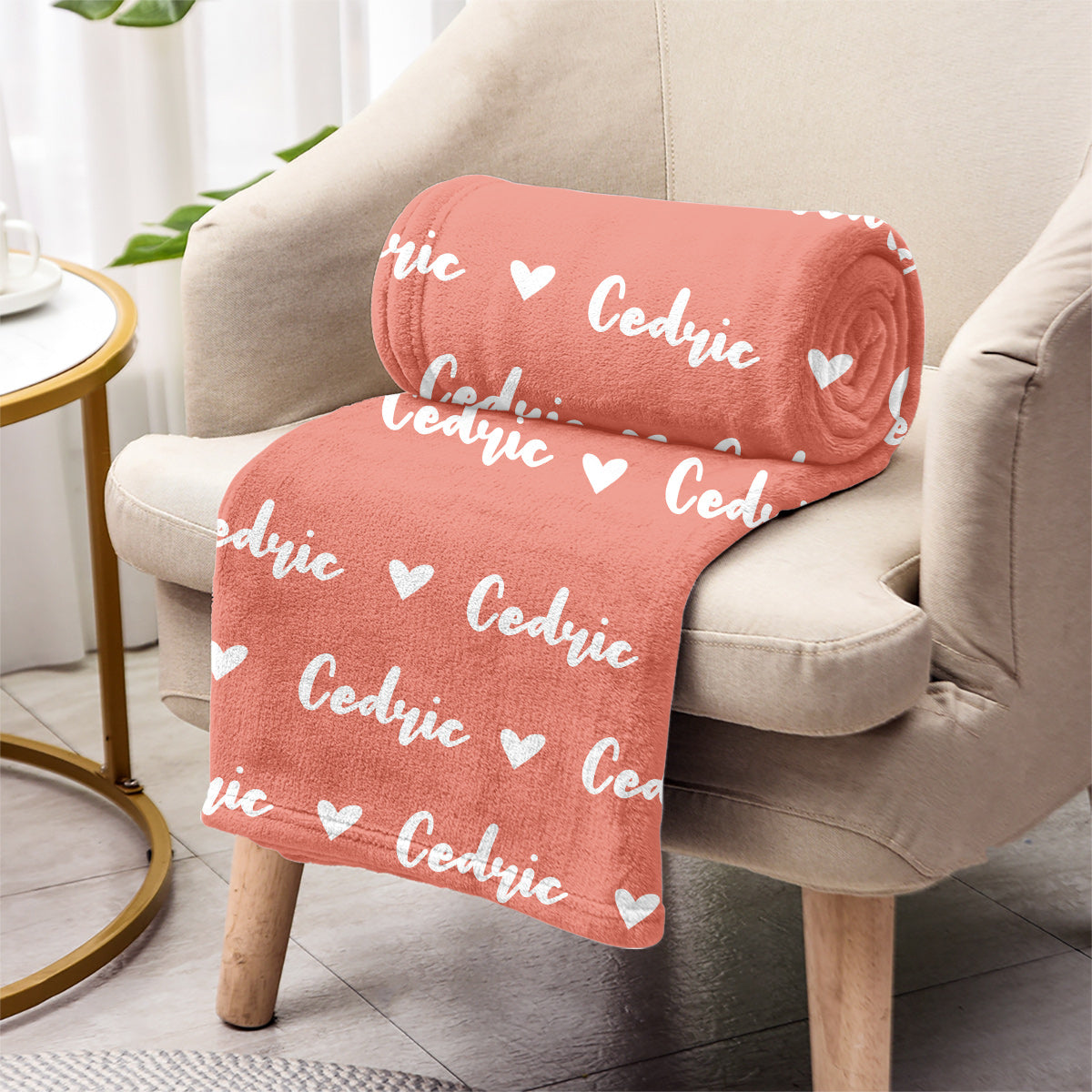 Custom Name Heart Pattern - Personalized Newborn Blanket