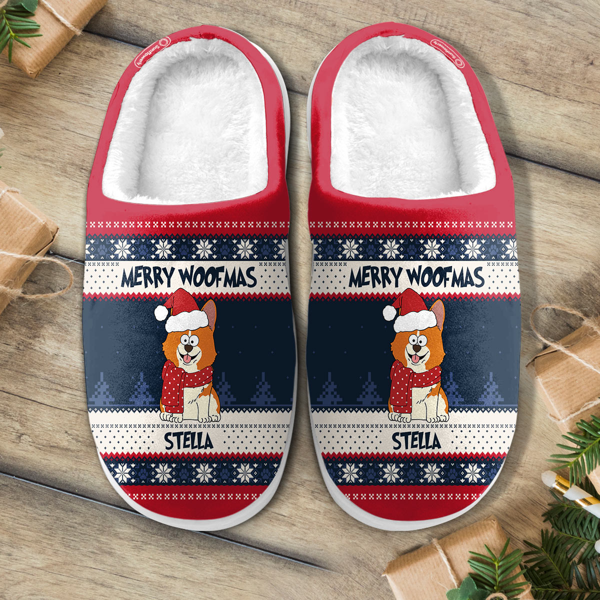 Meowy Christmas Merry Woofmas - Gift for dog lovers, cat lover - Personalized Slippers