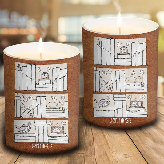 Four Seasons Reading Tracker - Personalized Book Candle With Wooden Lid