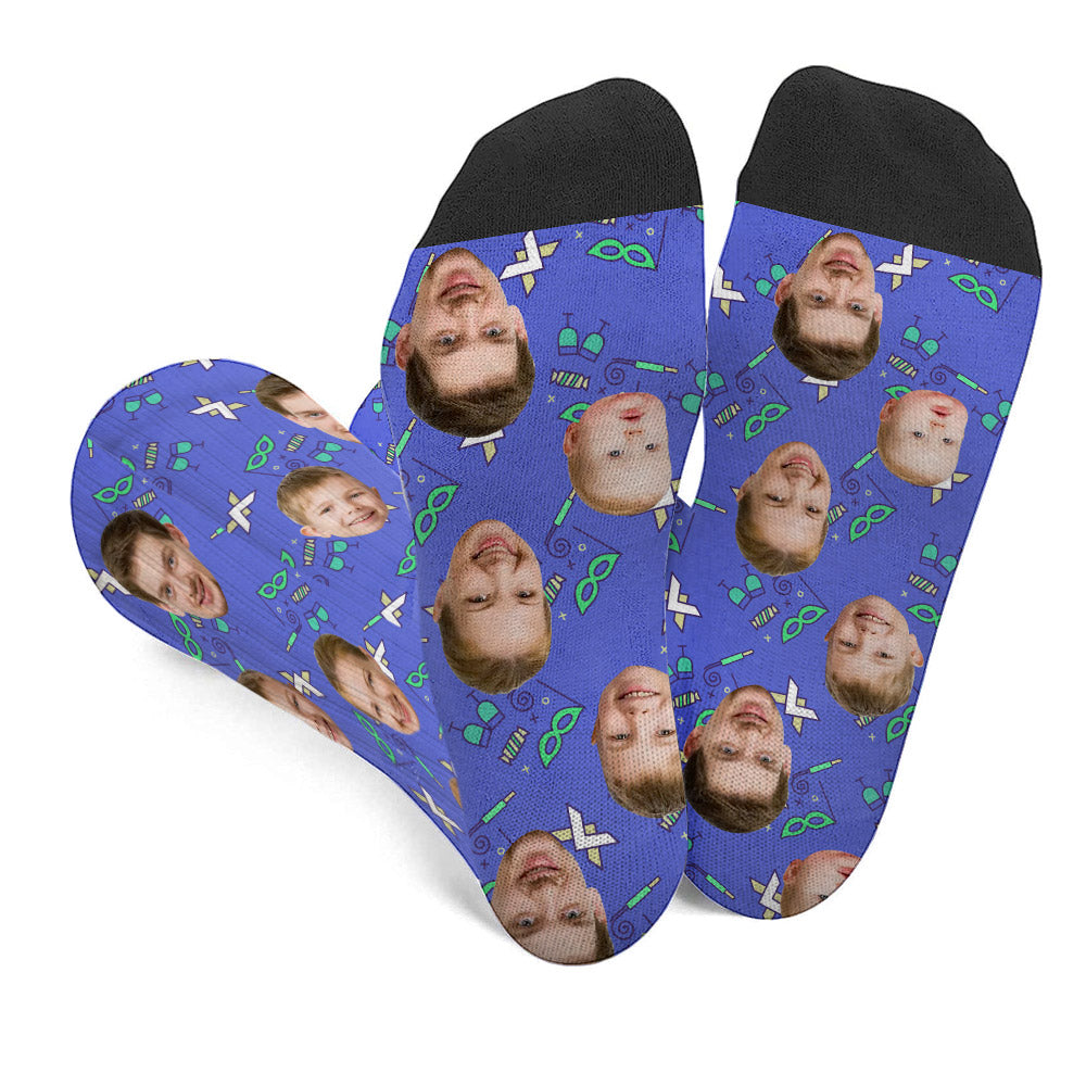 Custom Face Party Pattern - Personalized Family Socks