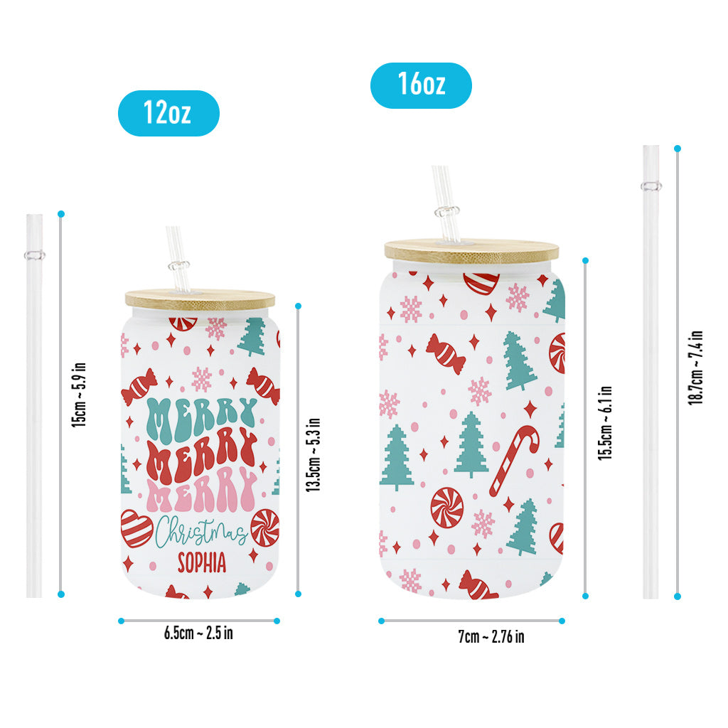 Merry Christmas - Personalized Christmas Can Glass