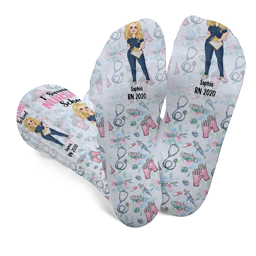 I Survived Nursing School - Personalized Nurse Socks