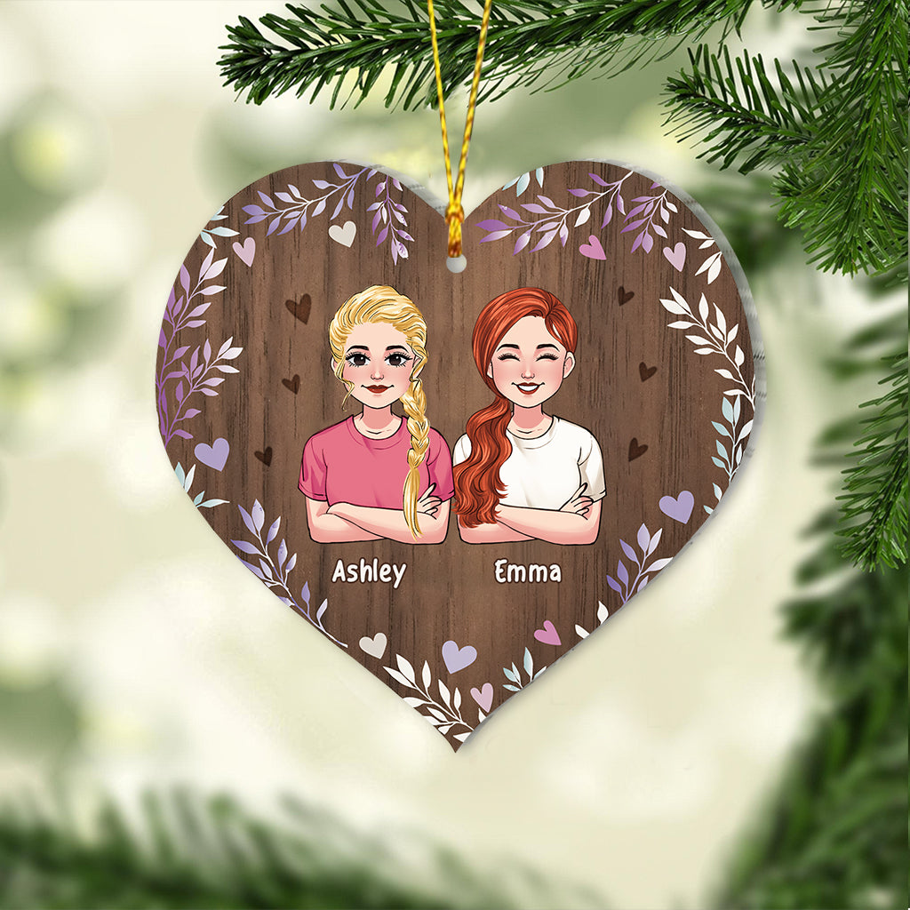 Sisters Connected By Heart - Personalized Sister Ornament