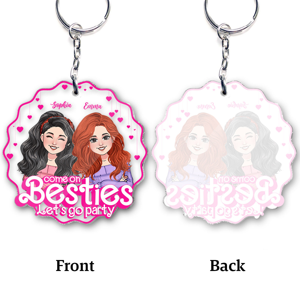 Come On Besties Let's Go Party - Gift for friend - Personalized Transparent Keychain
