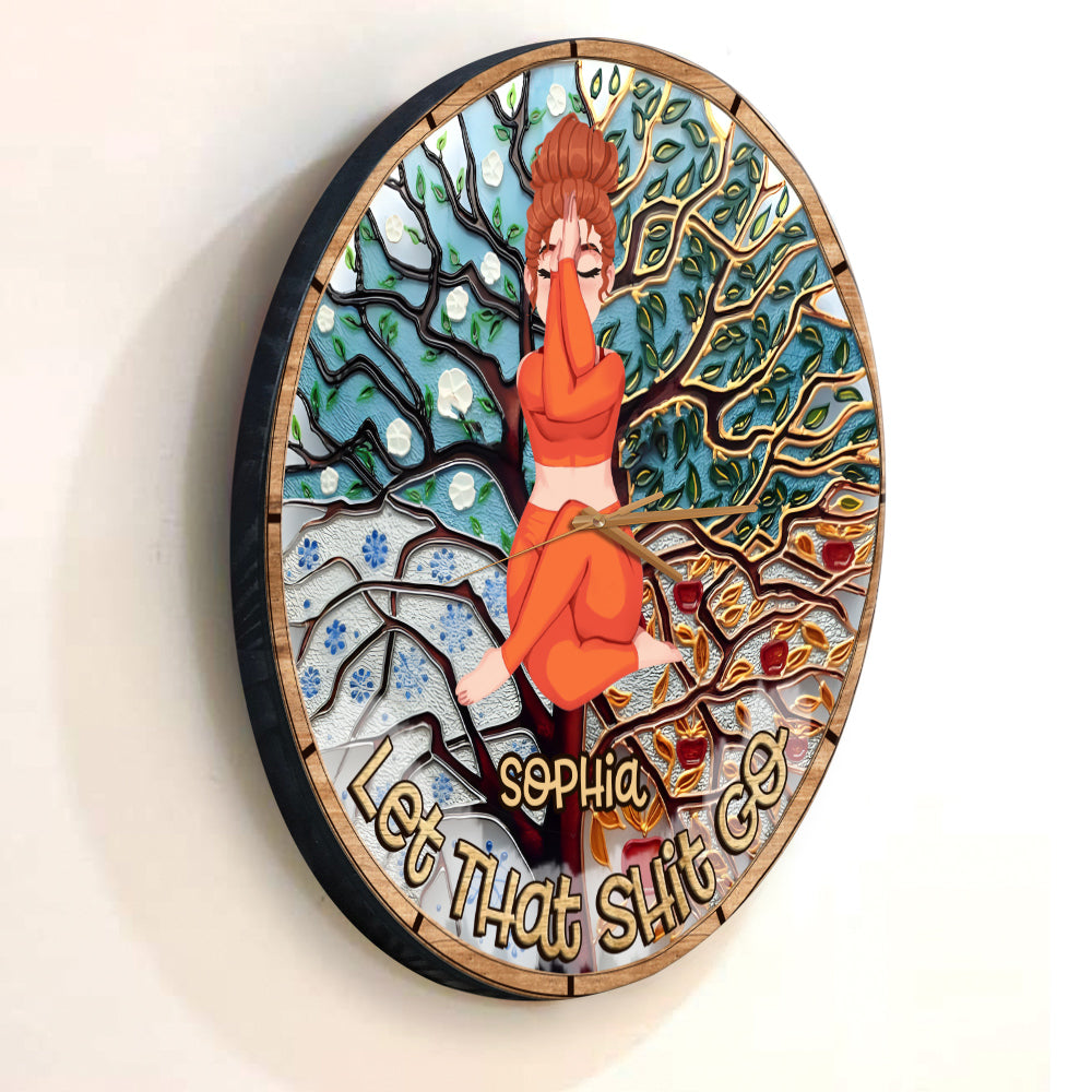 Let That Shit Go - Personalized Yoga Wall Clock