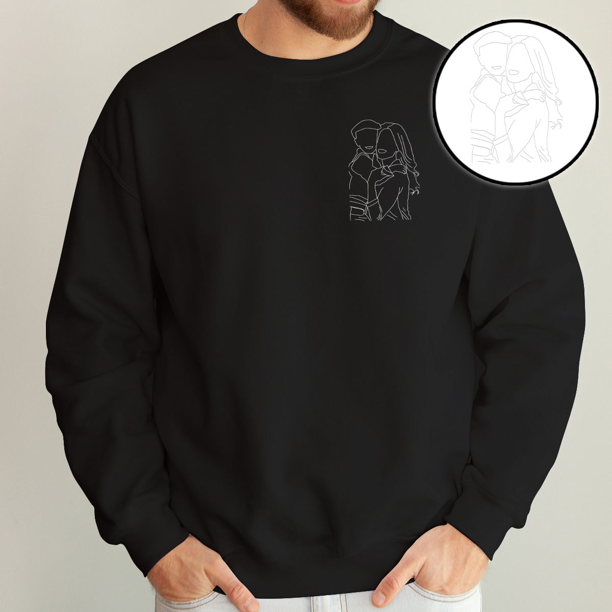 Custom Line Art - Personalized Aunt Embroidered Sweater