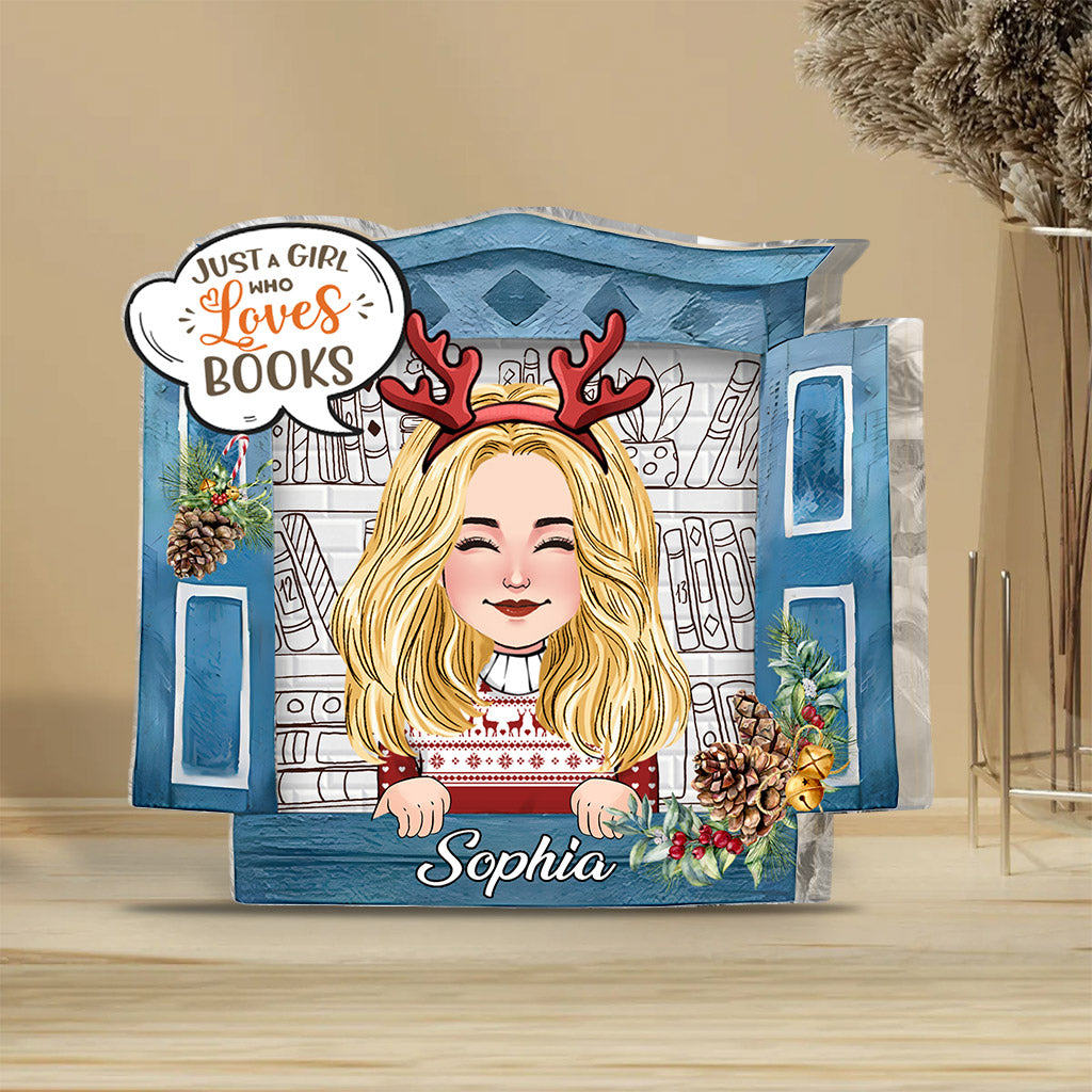 Just A Girl Who Loves Books - Personalized Book Custom Shaped Acrylic Plaque