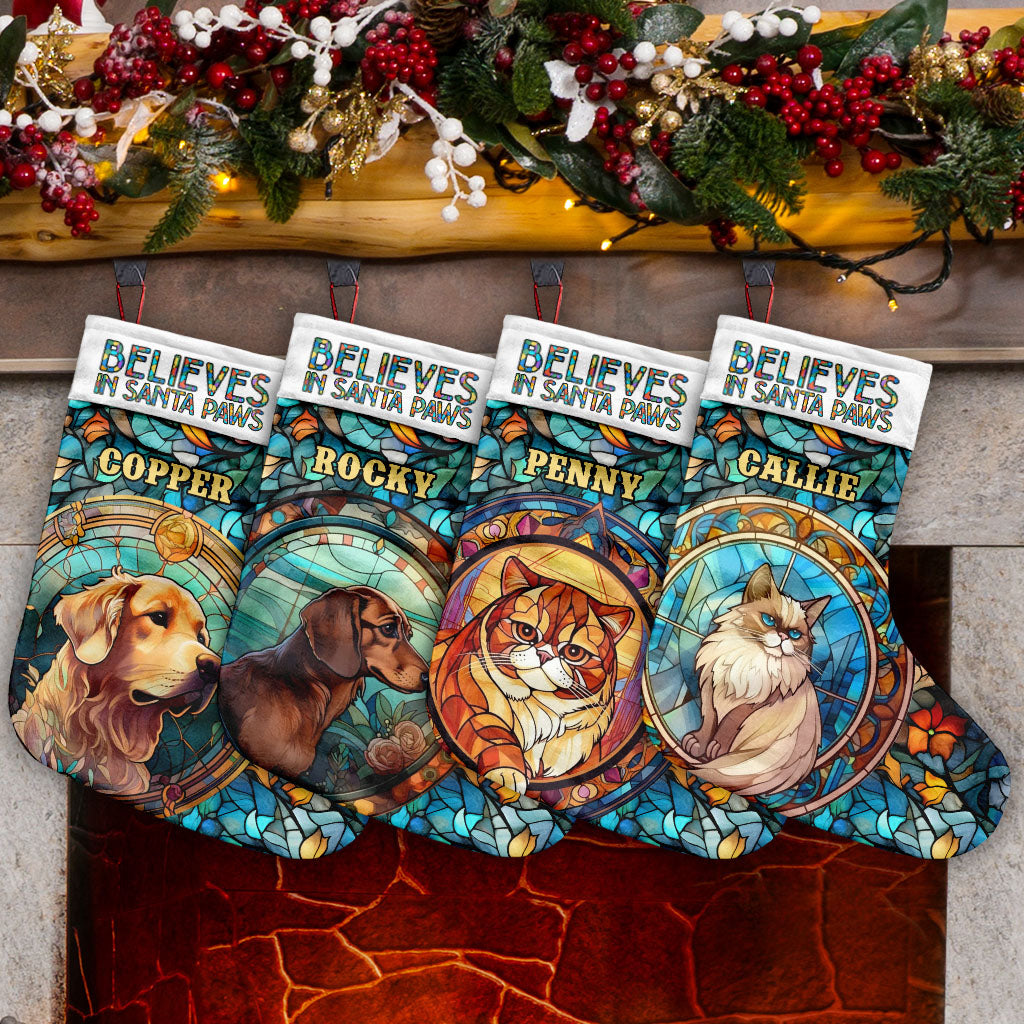 Believes In Santa Paws - Personalized Dog Christmas Stockings