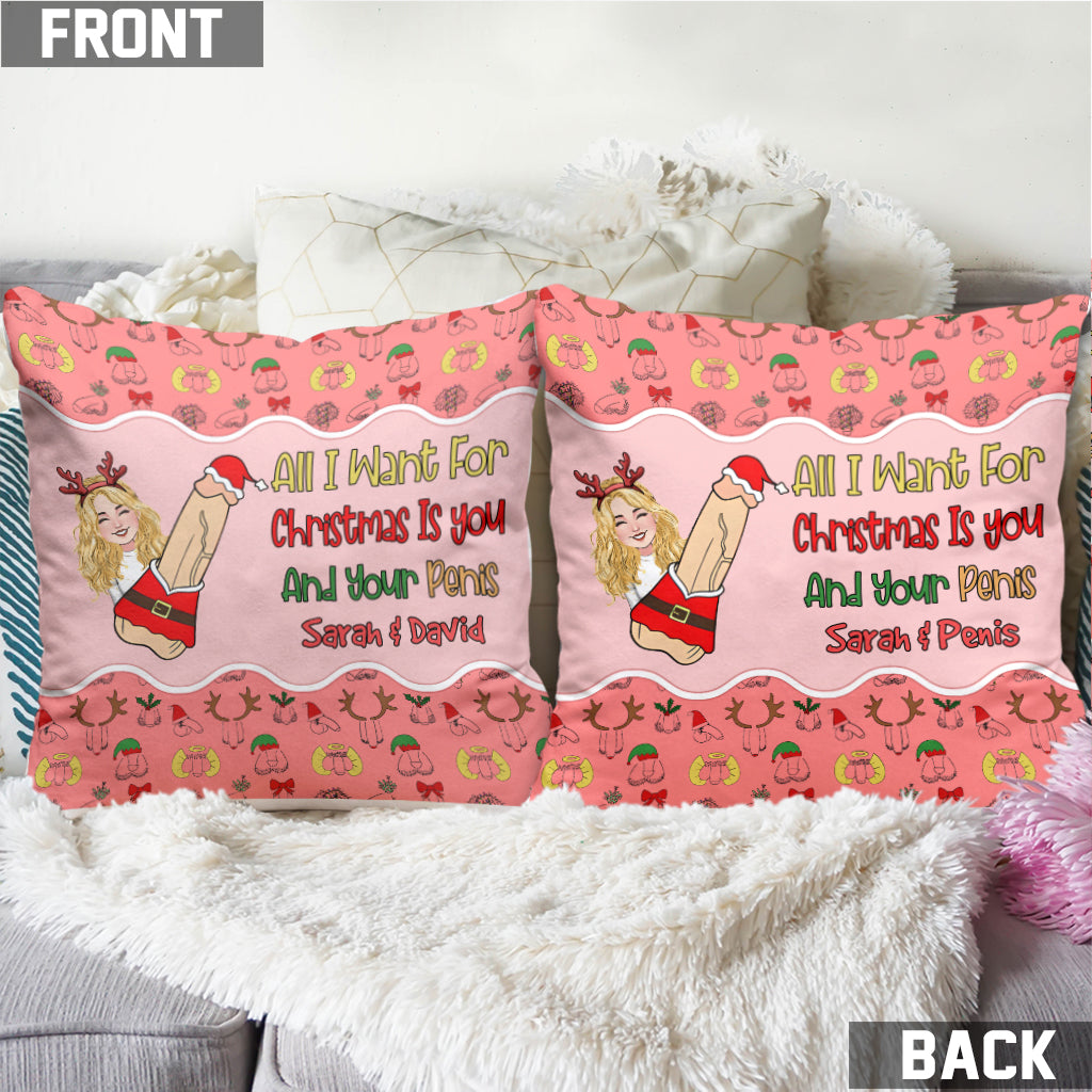 All I Want For Christmas - Personalized Couple Throw Pillow