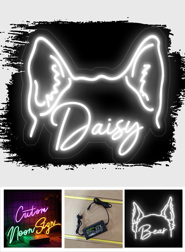 Dog Ears - Gift for dog lovers - Personalized Neon Sign