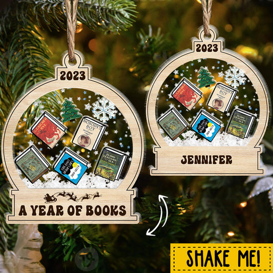 A Year Of Books - Personalized Book 3 Layered Shaker Ornament