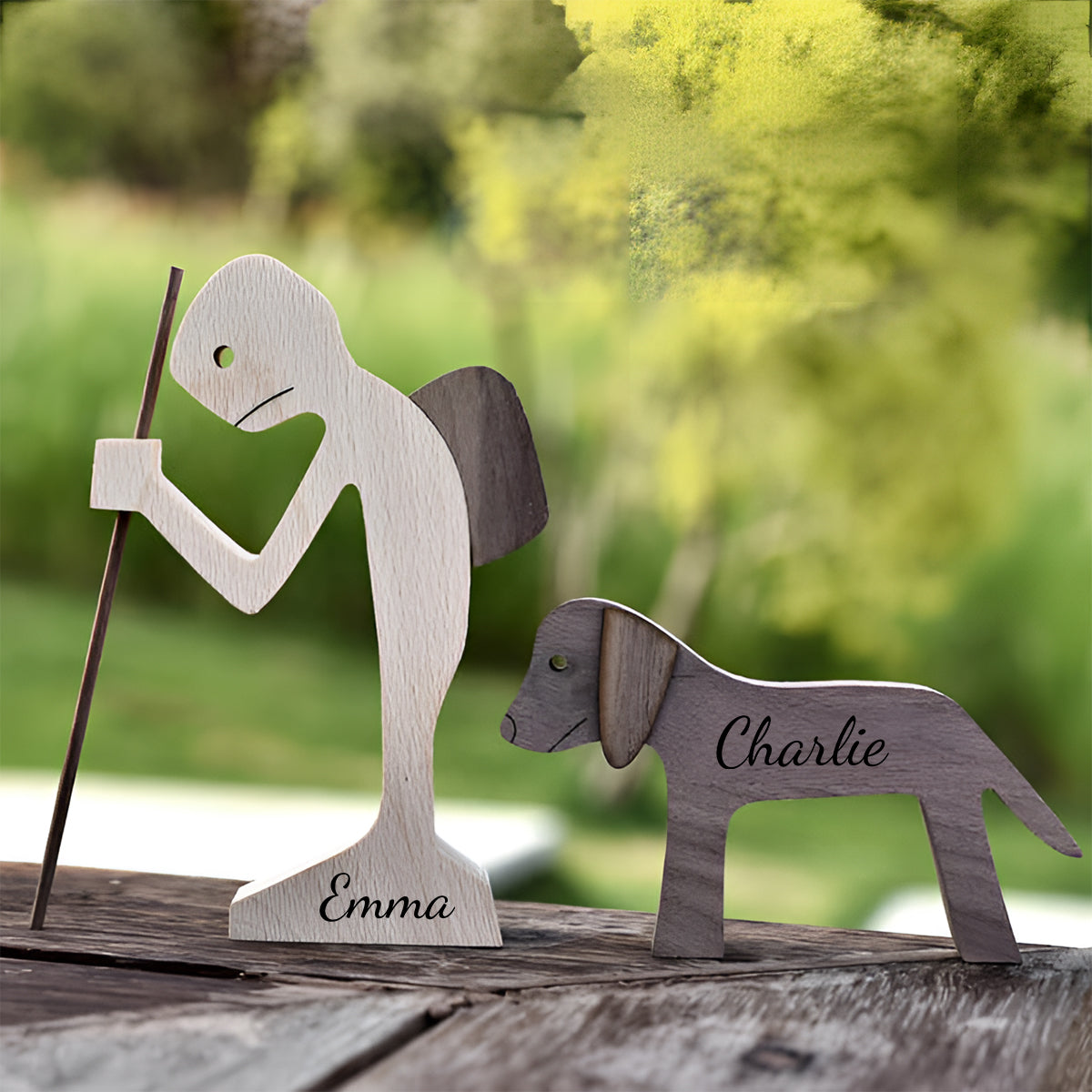 You & Me And The Dog - Personalized Couple Decorative Figures