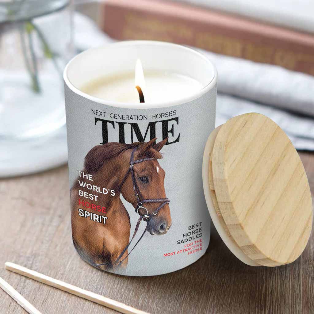 Magazine Covers - Personalized Horse Candle With Wooden Lid