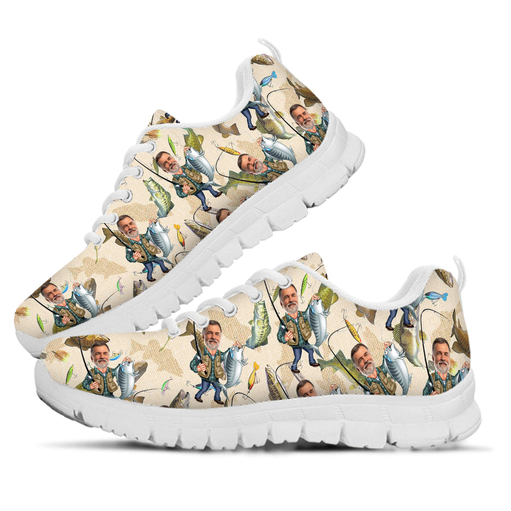 Photo Inserted Funny Fishing - Personalized Fishing Sneakers
