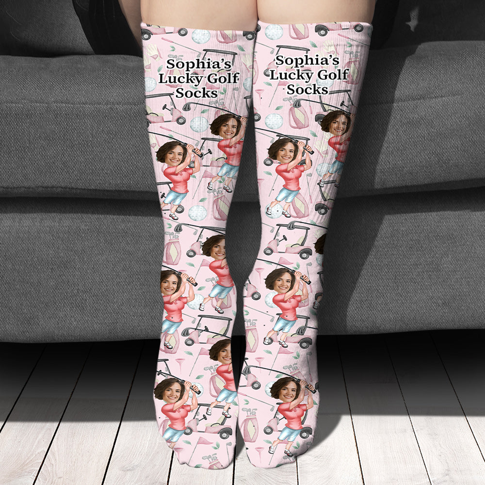 Photo Inserted Funny Golfer - Personalized Golf Socks