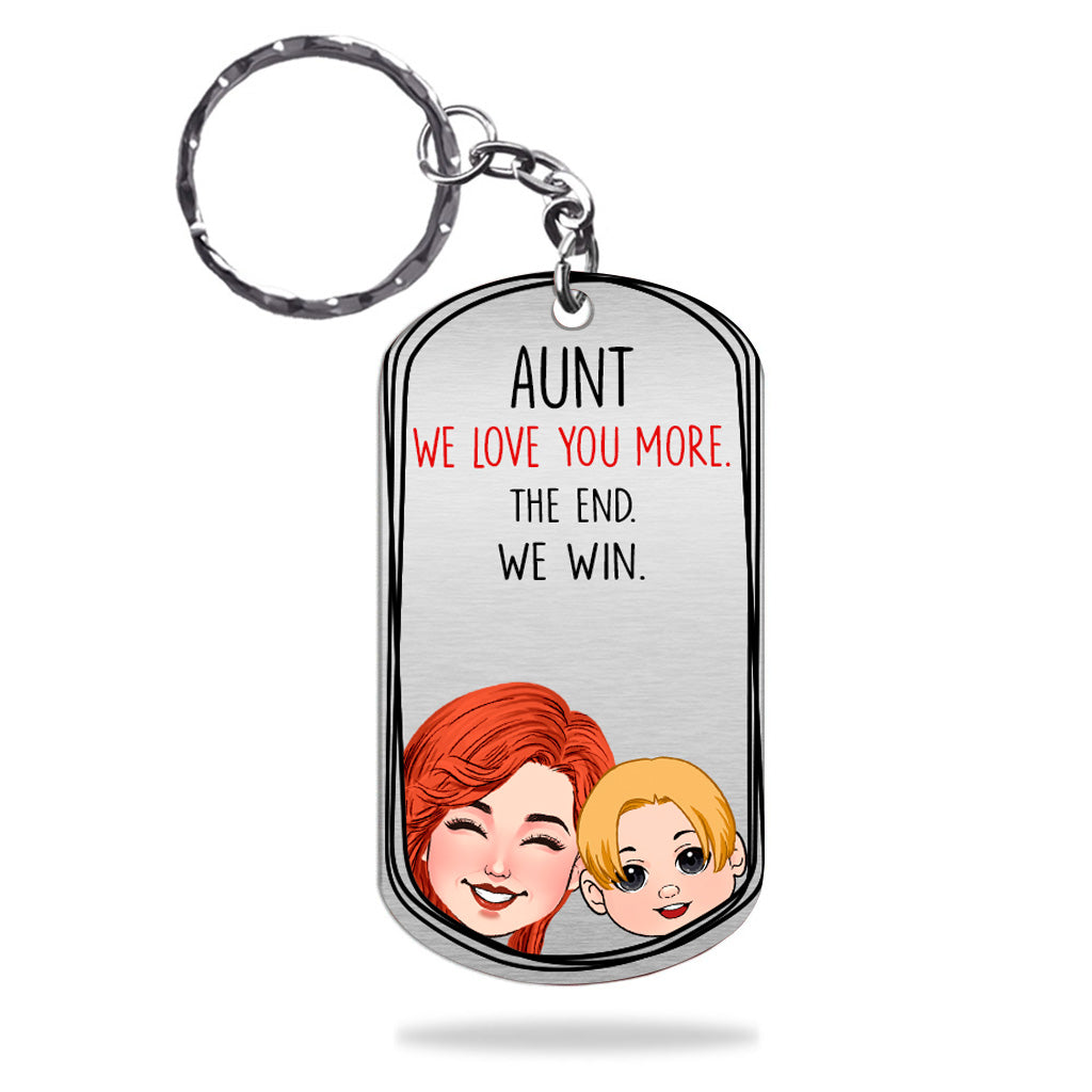 Dad I Love You More - Gift for dad, grandma, grandpa, mom, uncle, aunt - Personalized Stainless Steel Keychain