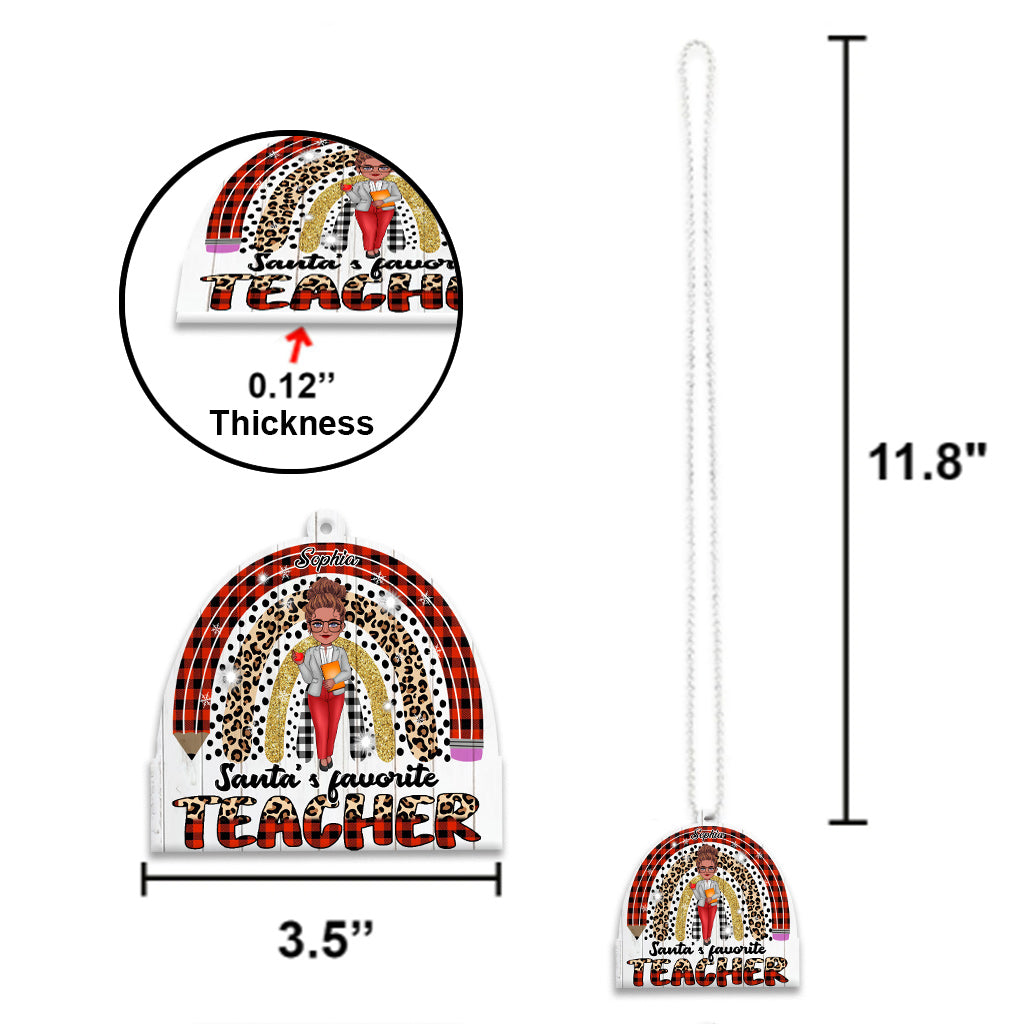 Santa's Favorite Teacher - Personalized Teacher Car Ornament