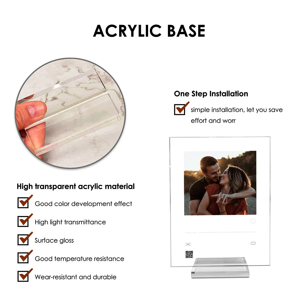 Custom Photo And Favorite Song Scannable QR Code - Personalized Husband And Wife Transparent Acrylic Plaque