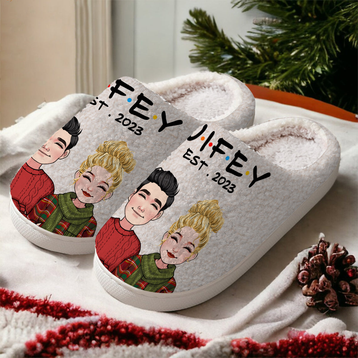 Hubby Wifey Since - gift for wife, husband - Personalized Slippers