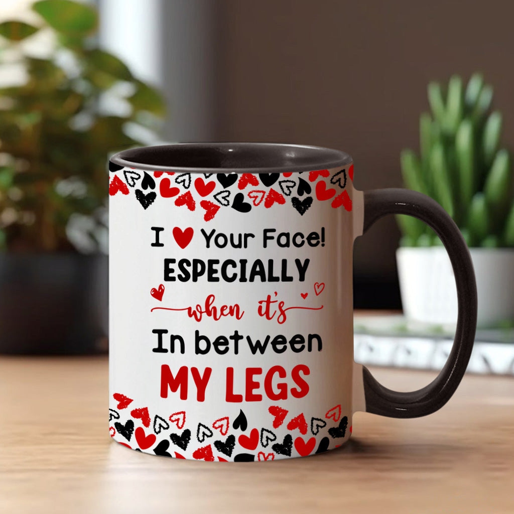 Naughty I Love Your Face - Personalized Couple Accent Mug