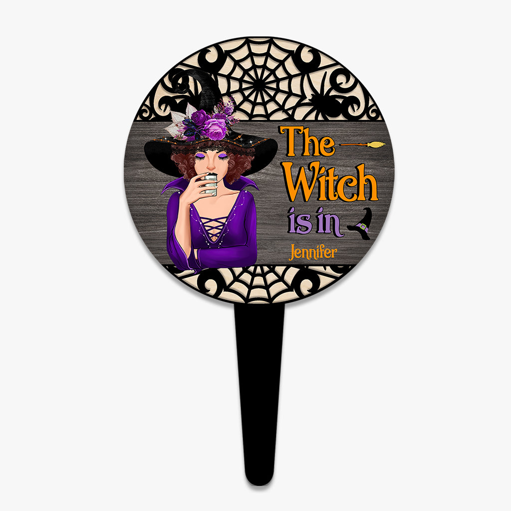 The Witch Is In - Personalized Witch Acrylic Garden Sign