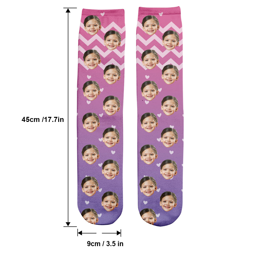 Custom Face Purple Pattern - Personalized granddaughter Socks